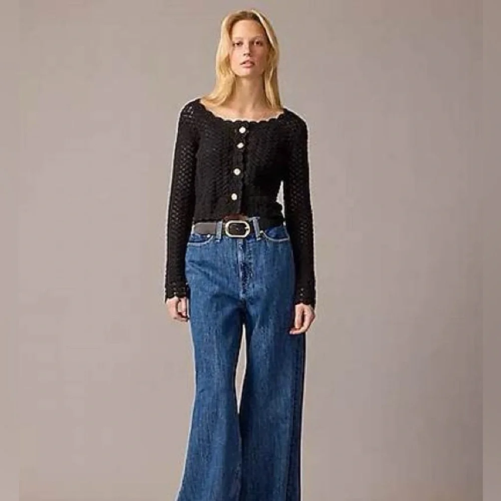 J.Crew Collection Crochet cropped cardigan sweater BS948